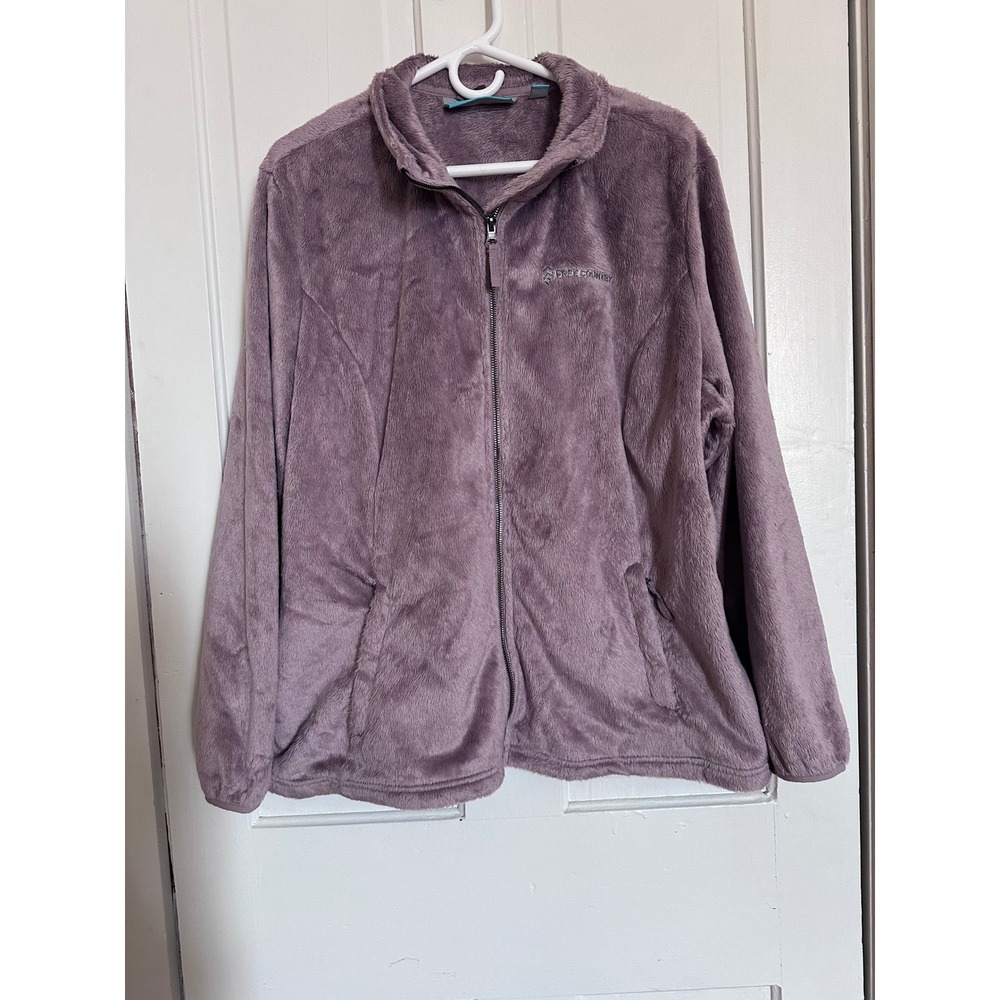 Free Country Womens XXL Mauve Purple Faux Fur Fleece Full Zip Jacket Soft Cozy